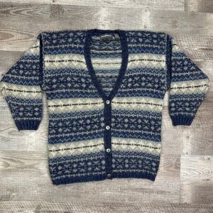 Vintage Maurices Mohair Blend V-Neck Button Cardigan Blue Gray Women's M